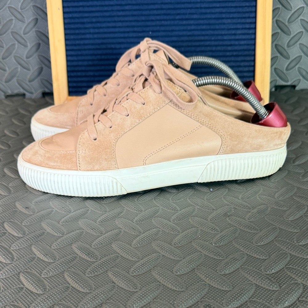 Vince Kess Mule Sneakers apricot Women Size 9.5 Leather / Suede Lace up Backless